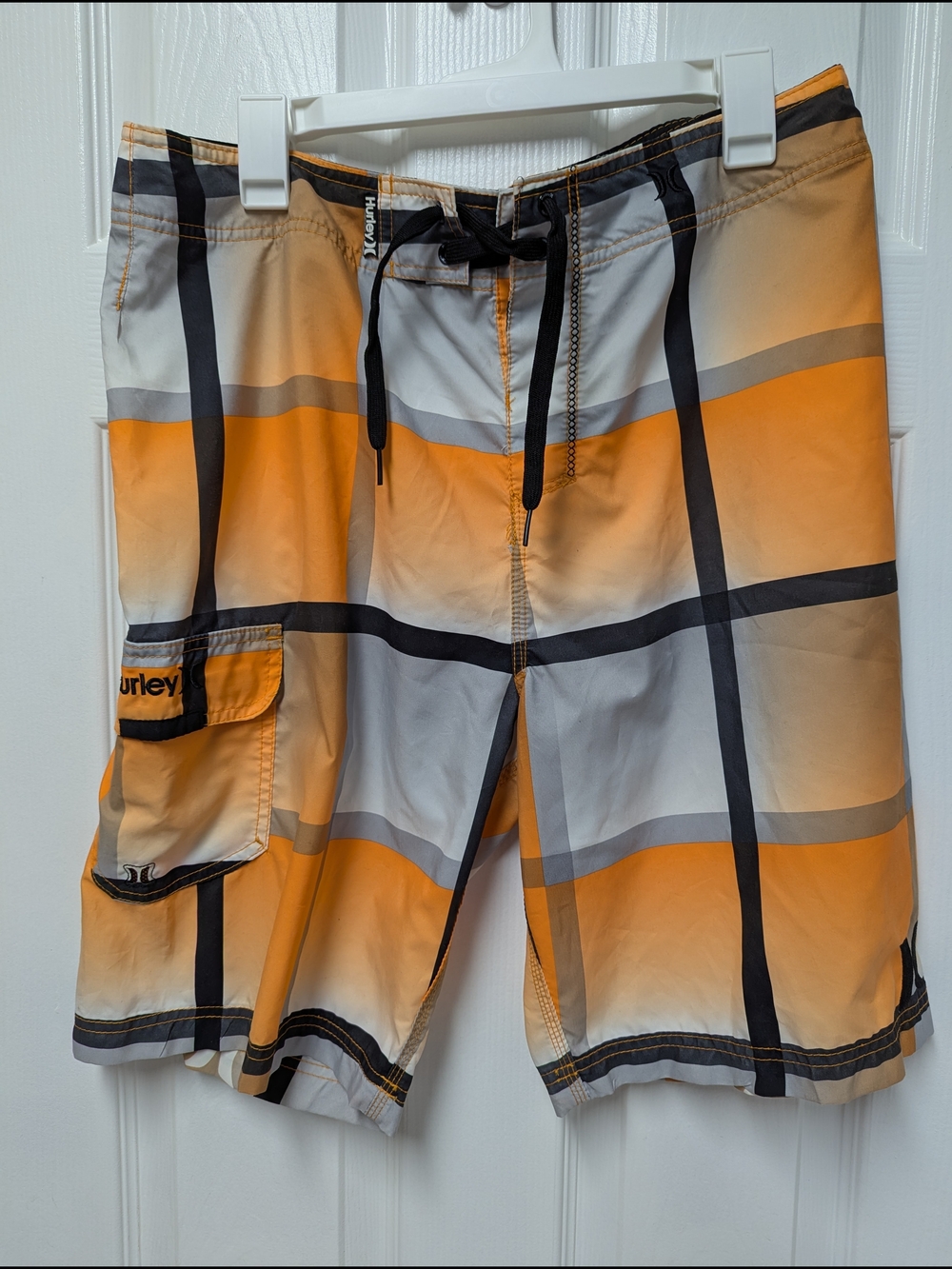Hurley Men’s Orange Plaid Boardshorts